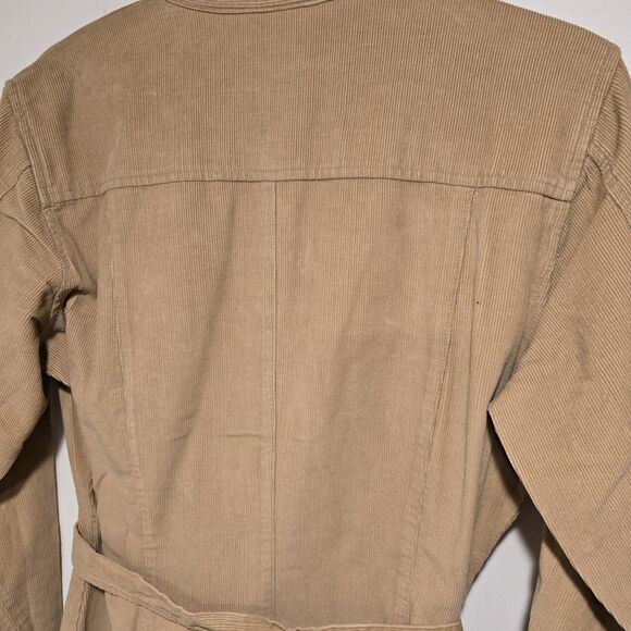 Vintage 90s Y2K Eddie Bauer Corduroy Dress Button Down Long Sleeve Tan Medium Wo - Picture 7 of 10